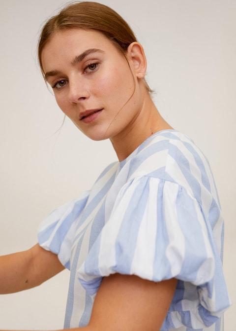 Puffed sleeves striped shirt - Laurel Morgan