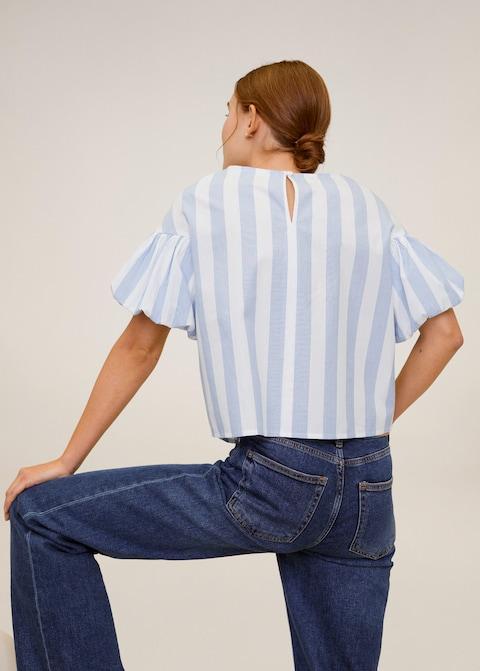 Puffed sleeves striped shirt - Laurel Morgan