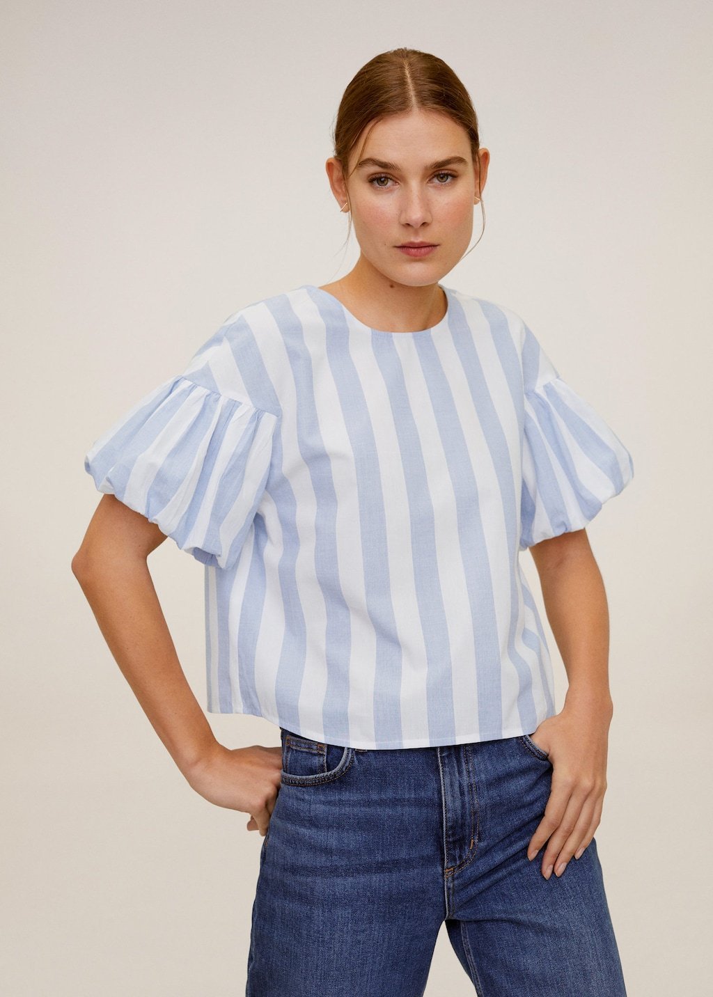 Puffed sleeves striped shirt - Laurel Morgan