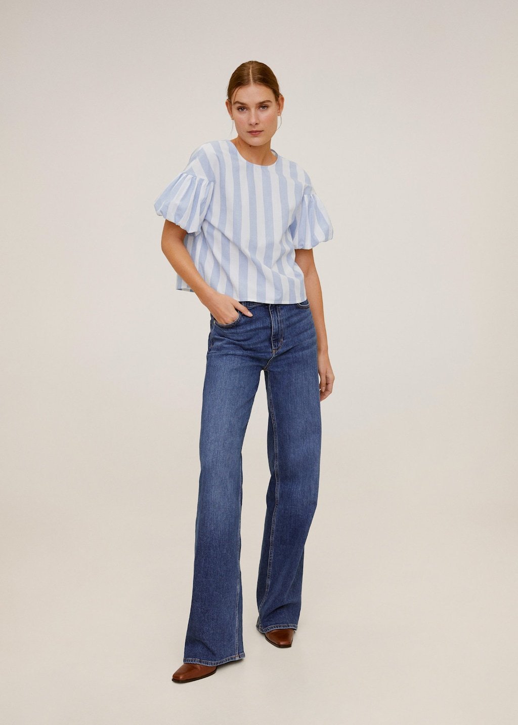 Puffed sleeves striped shirt - Laurel Morgan