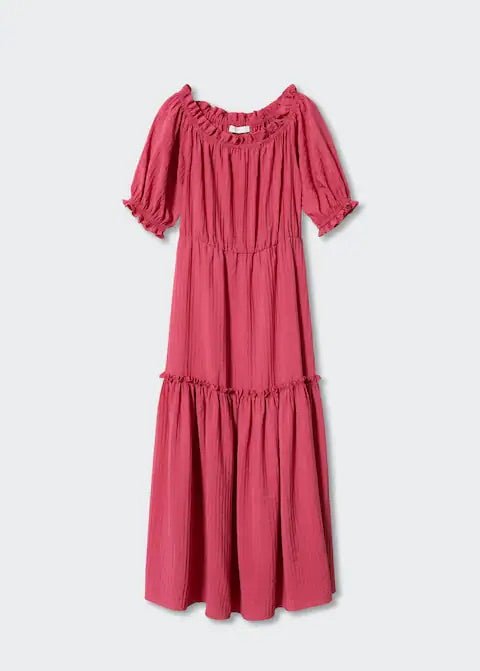 Puffed sleeves texture dress - Laurel Morgan