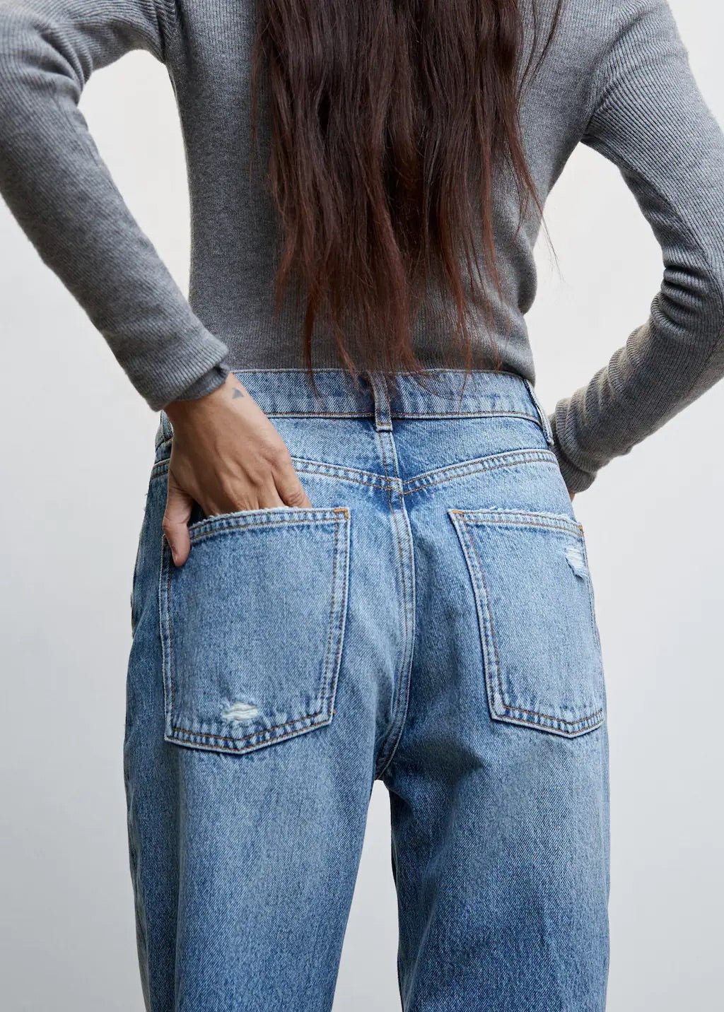 Ripped high rise straight jeans - Laurel Morgan