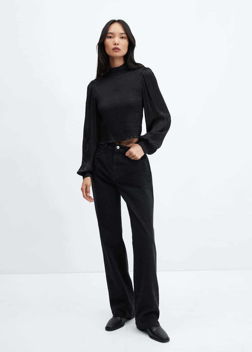 Ruched satin blouse - Laurel Morgan