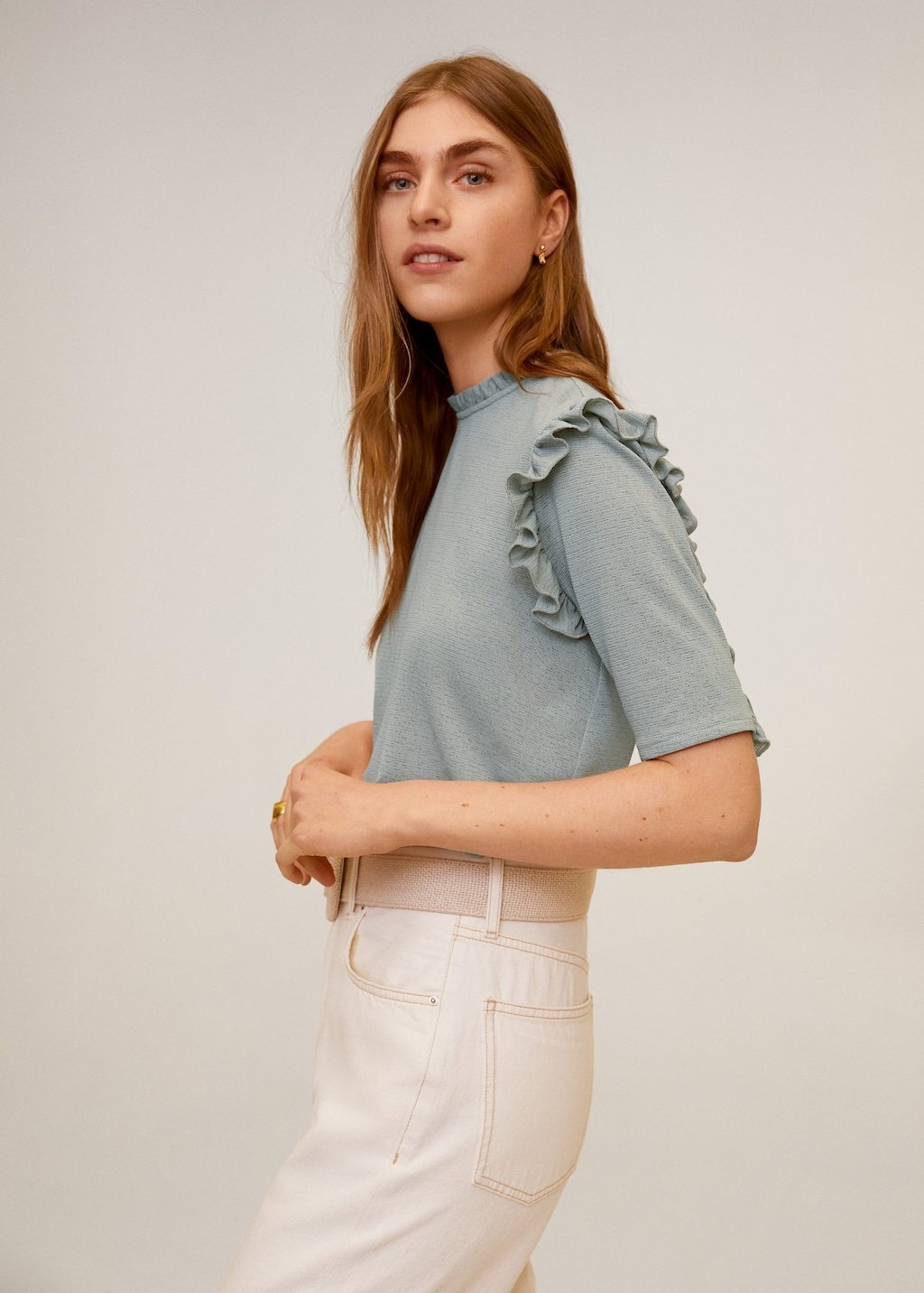 Ruffle textured T-shirt - Laurel Morgan