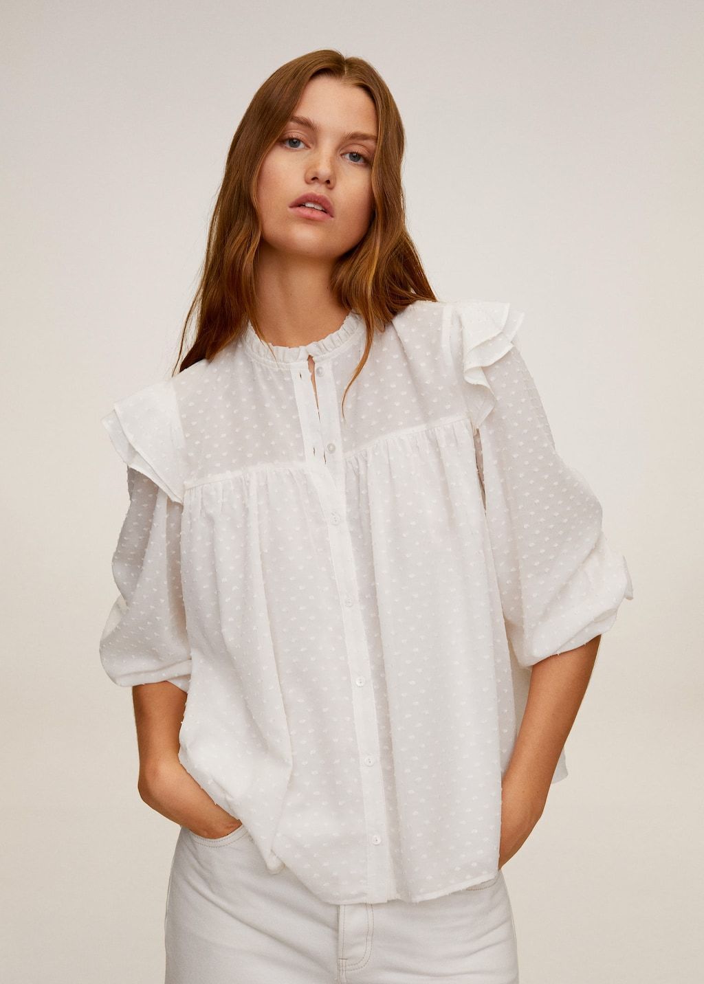 Ruffled embroidered blouse - Laurel Morgan