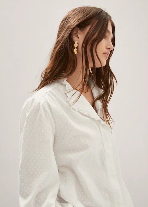 Ruffled plumeti blouse - Laurel Morgan