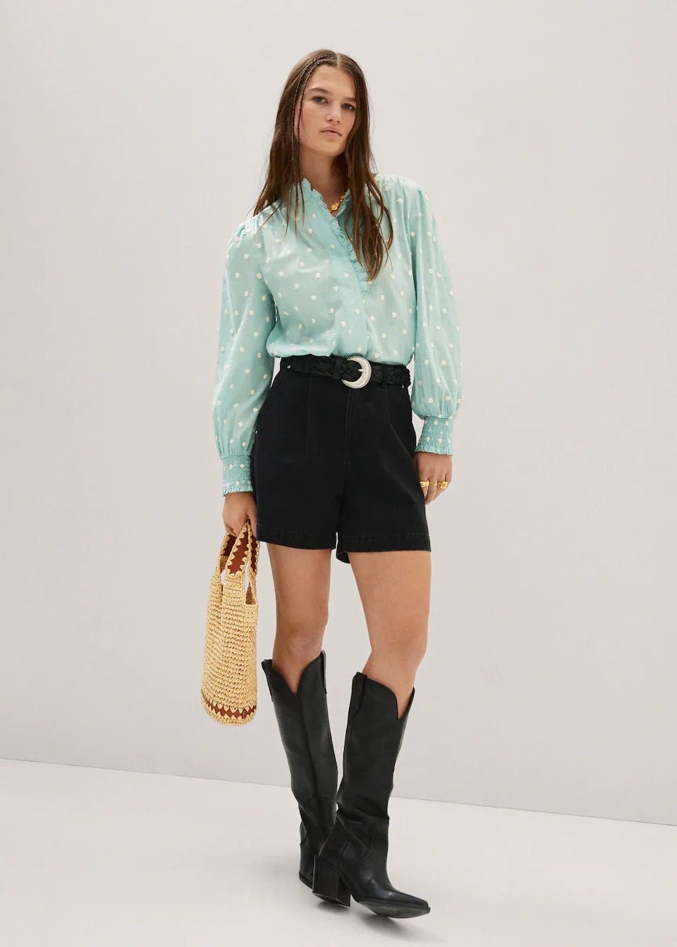 Ruffled plumeti blouse - Laurel Morgan