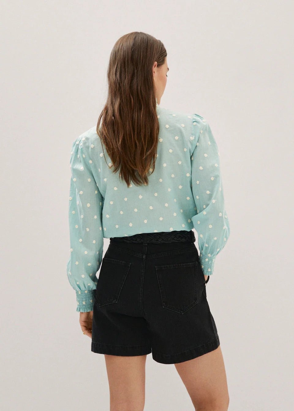 Ruffled plumeti blouse - Laurel Morgan