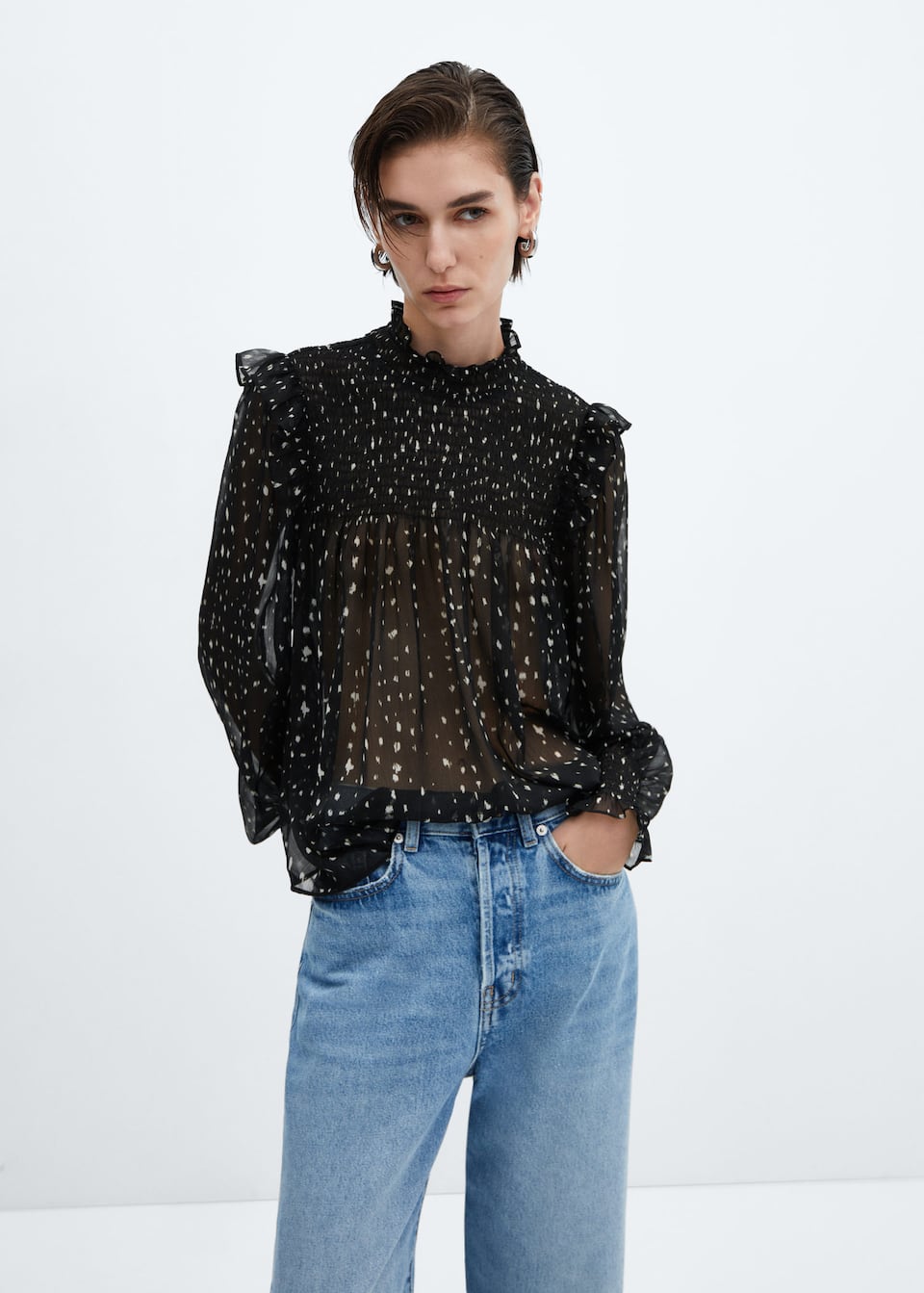 Ruffles printed blouse - Laurel Morgan