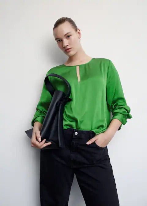 Satin blouse with slit - Laurel Morgan