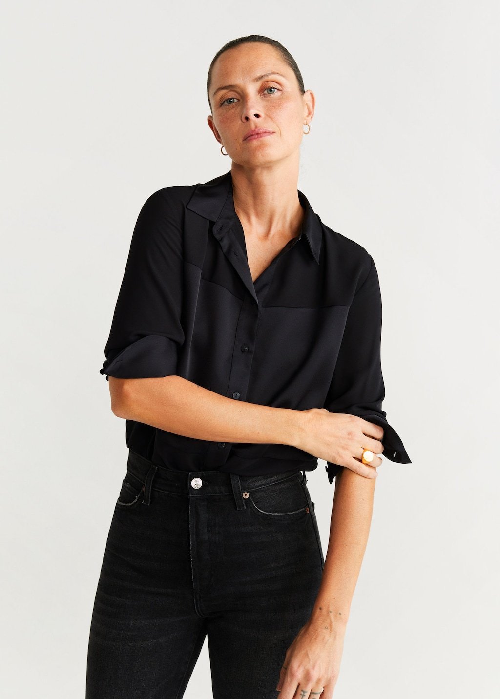 Satin finish flowy shirt - Laurel Morgan