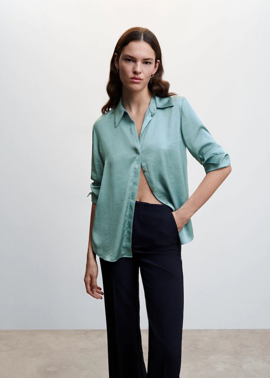 Satin finish flowy shirt - Laurel Morgan