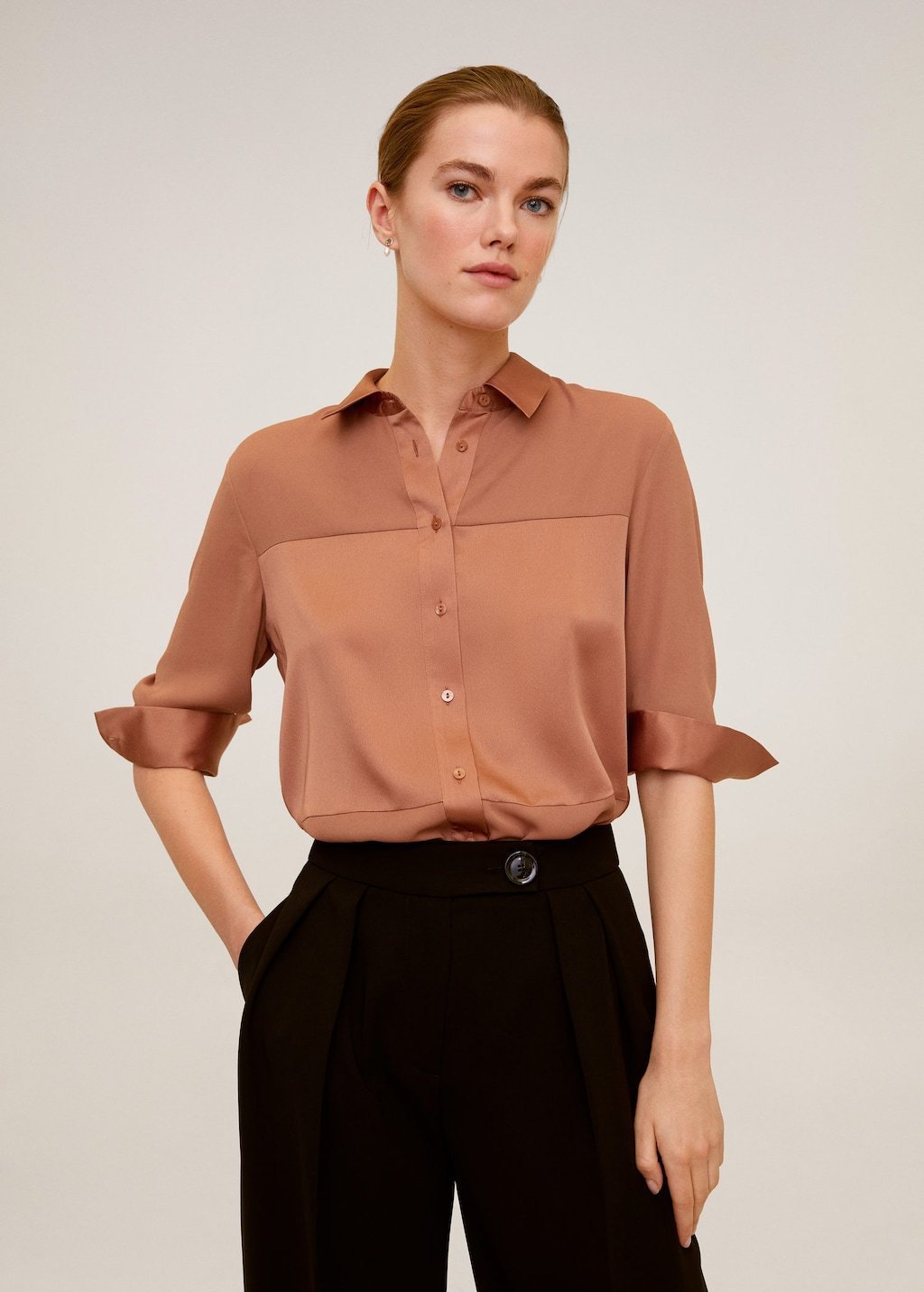 Satin finish flowy shirt - Laurel Morgan