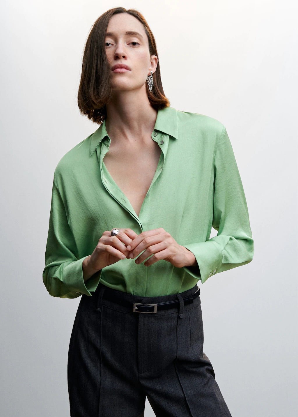 Satin finish flowy shirt - Laurel Morgan