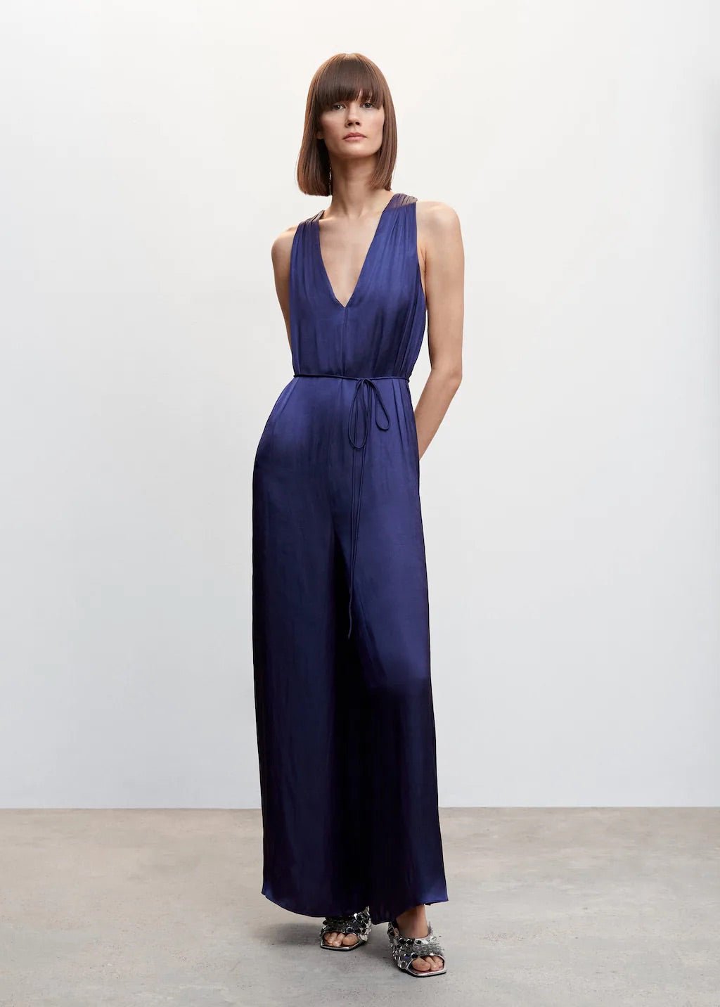 Satin jumpsuit cross back - Laurel Morgan