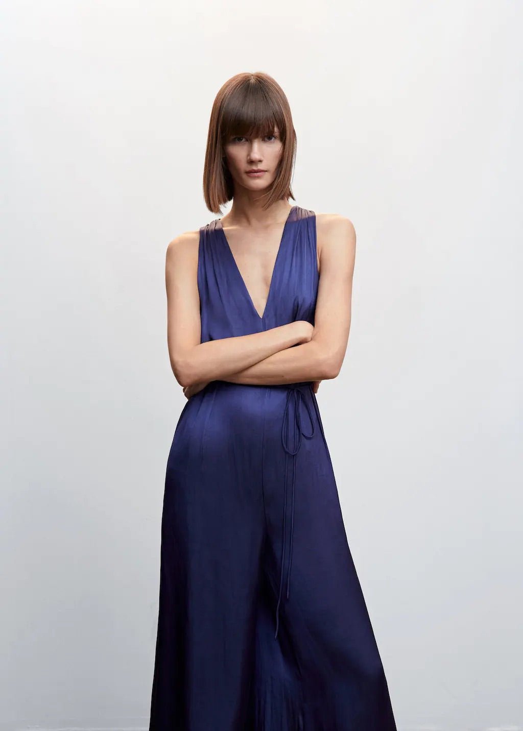 Satin jumpsuit cross back - Laurel Morgan