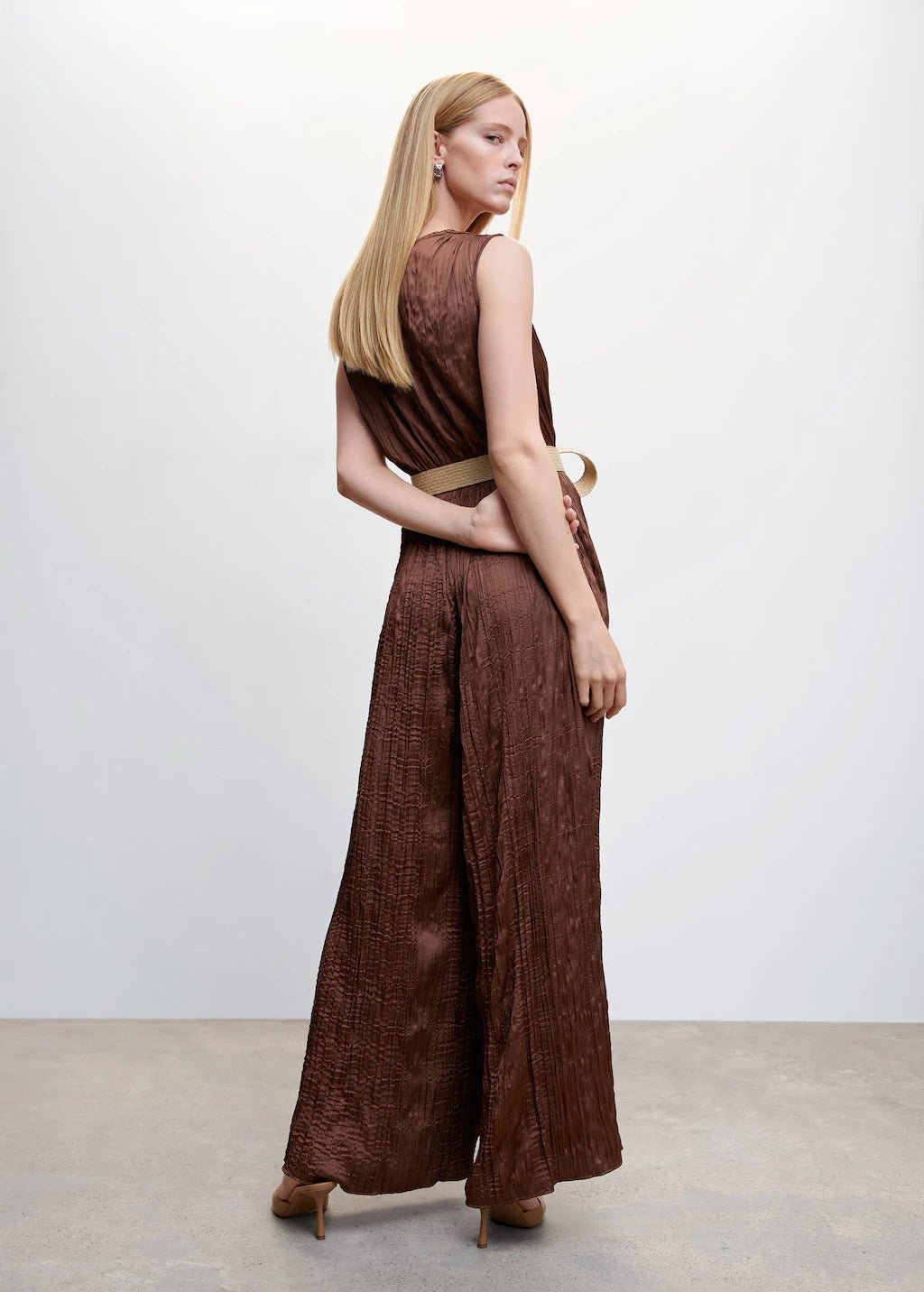 Satin jumpsuit with belt - Laurel Morgan