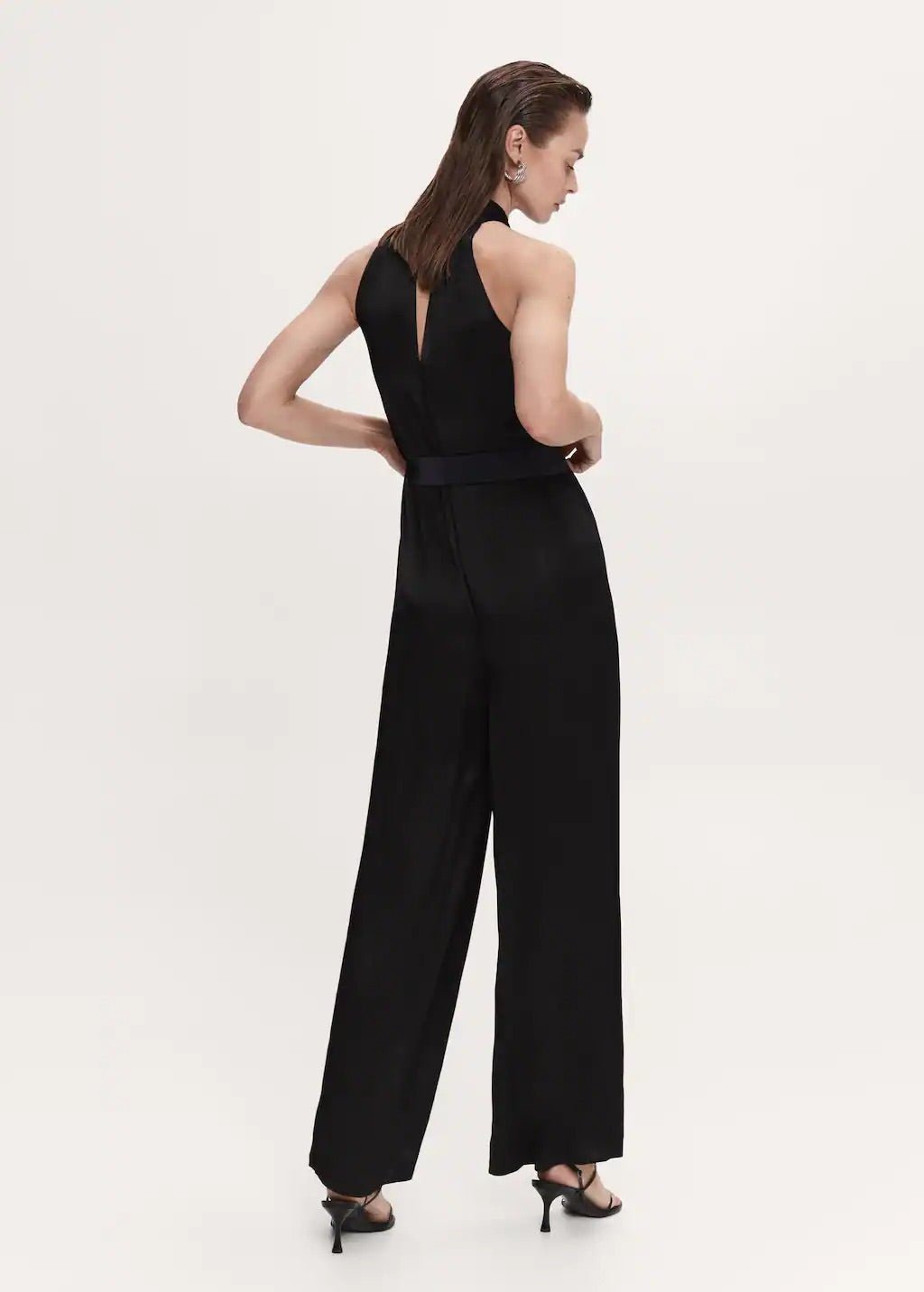 Satin jumpsuit with belt - Laurel Morgan