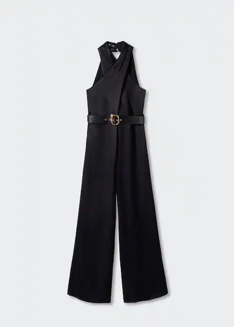 Satin jumpsuit with belt - Laurel Morgan