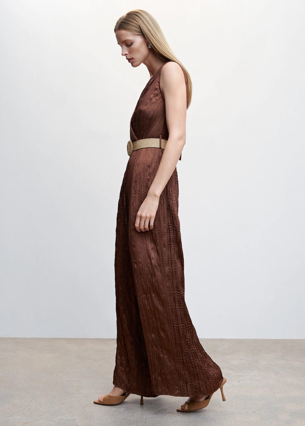 Satin jumpsuit with belt - Laurel Morgan