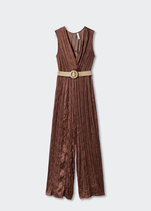 Satin jumpsuit with belt - Laurel Morgan