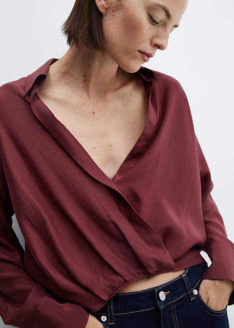 Satin wrap blouse - Laurel Morgan