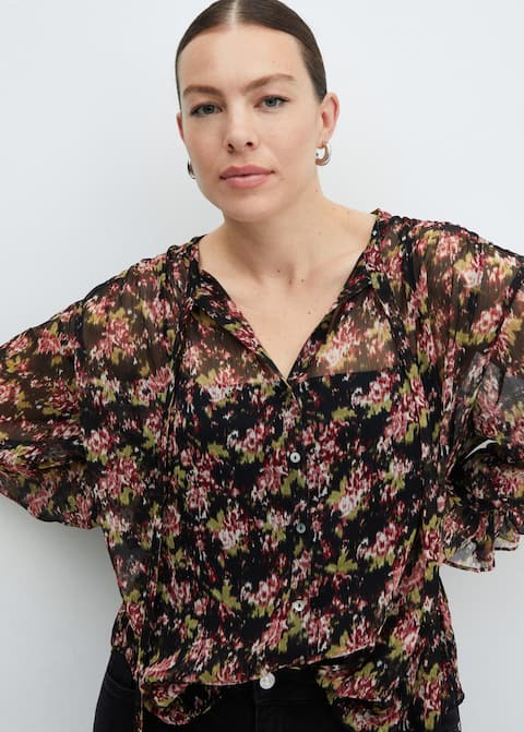 Semi-transparent floral blouse - Laurel Morgan