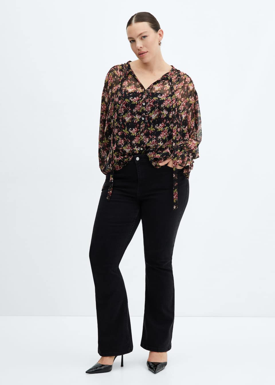 Semi-transparent floral blouse - Laurel Morgan