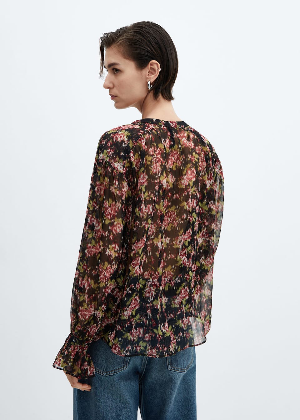 Semi-transparent floral blouse - Laurel Morgan