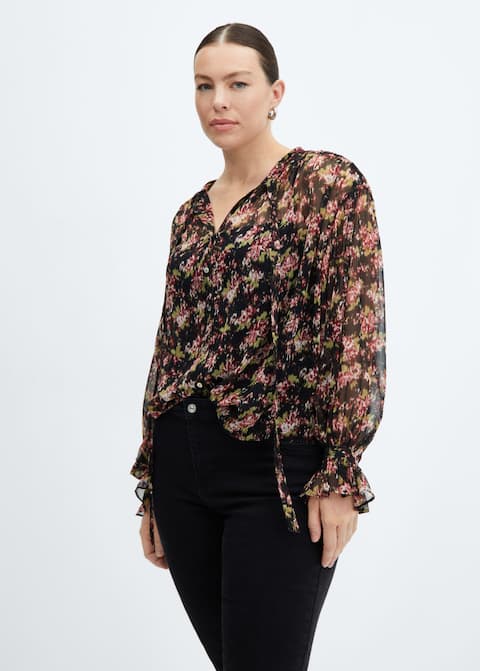 Semi-transparent floral blouse - Laurel Morgan