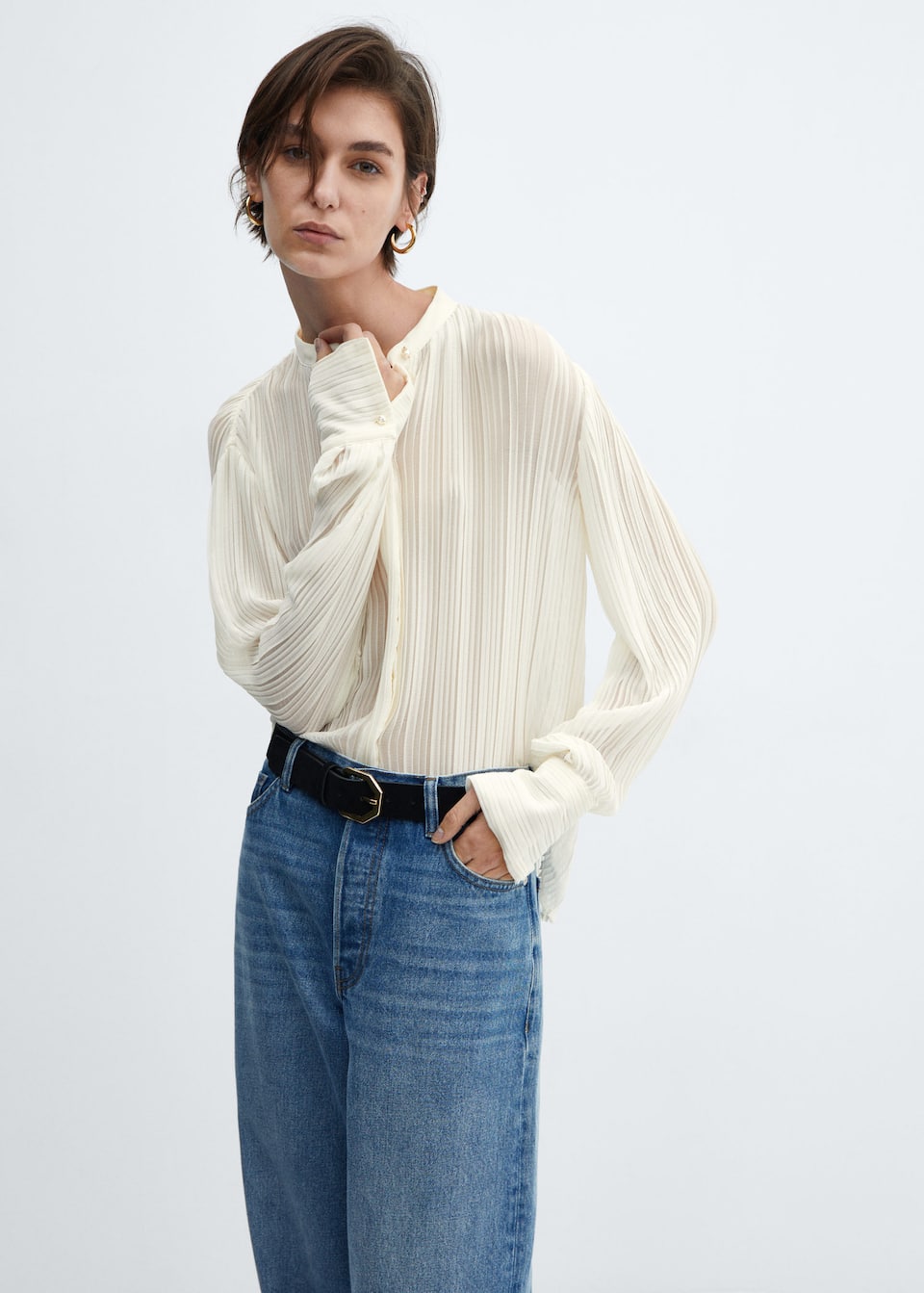 Semi-transparent pleated blouse - Laurel Morgan