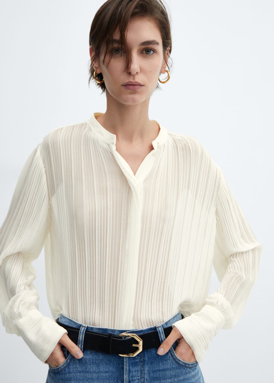 Semi-transparent pleated blouse - Laurel Morgan