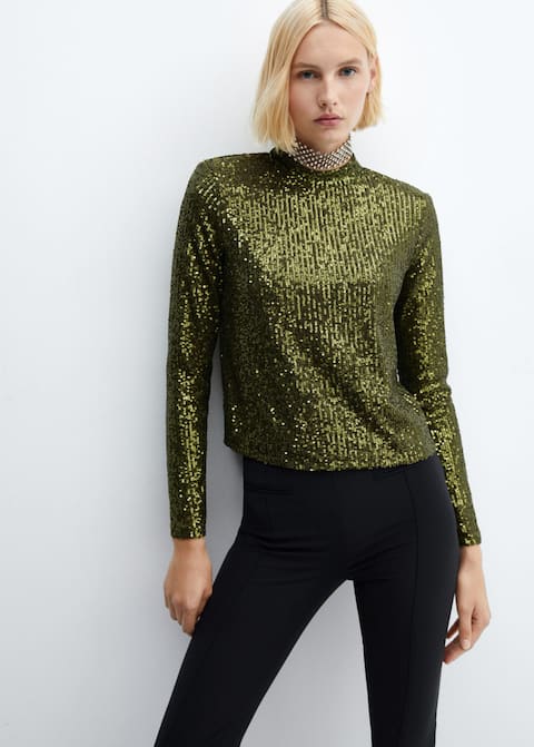 Sequined turtleneck t-shirt - Laurel Morgan