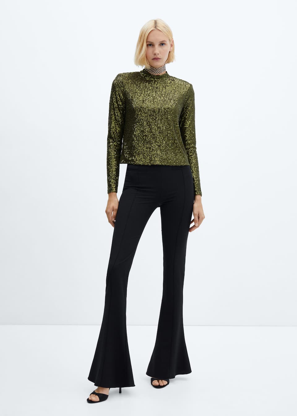 Sequined turtleneck t-shirt - Laurel Morgan