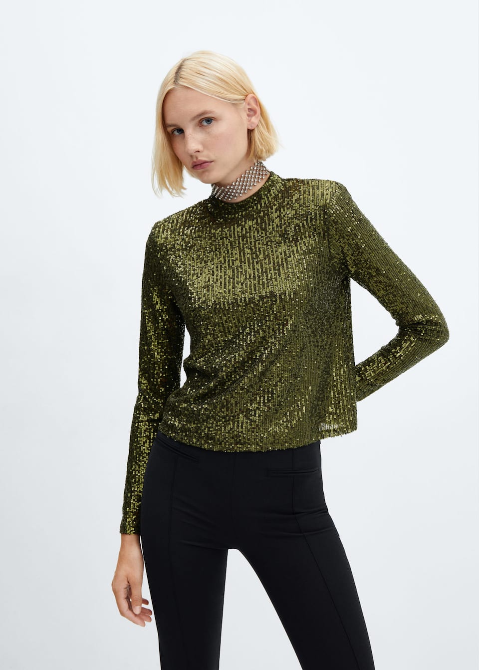 Sequined turtleneck t-shirt - Laurel Morgan