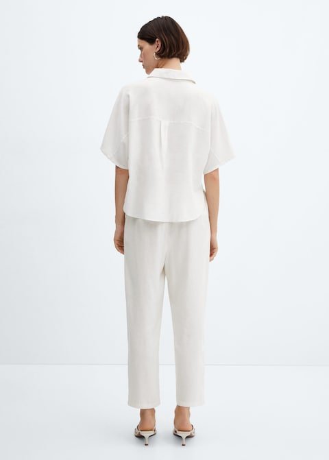 Short sleeve linen-blend shirt - Laurel Morgan