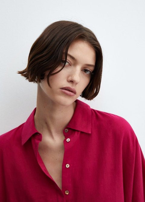 Short sleeve linen-blend shirt - Laurel Morgan