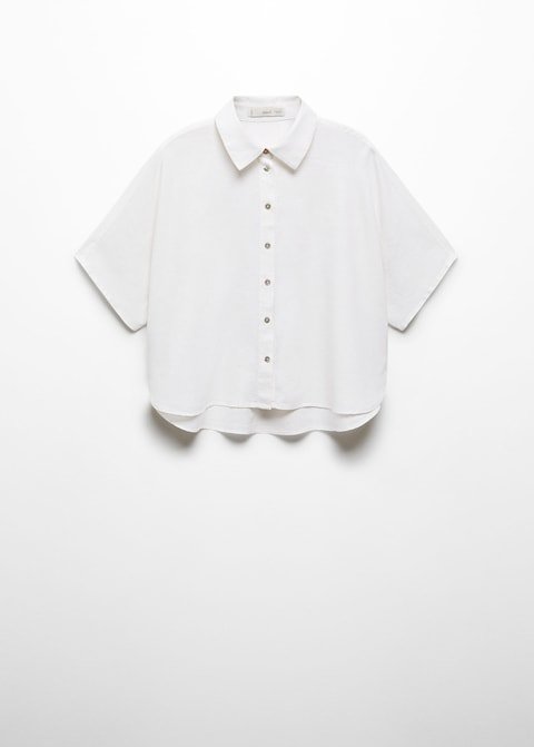 Short sleeve linen-blend shirt - Laurel Morgan