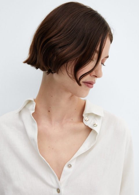 Short sleeve linen-blend shirt - Laurel Morgan