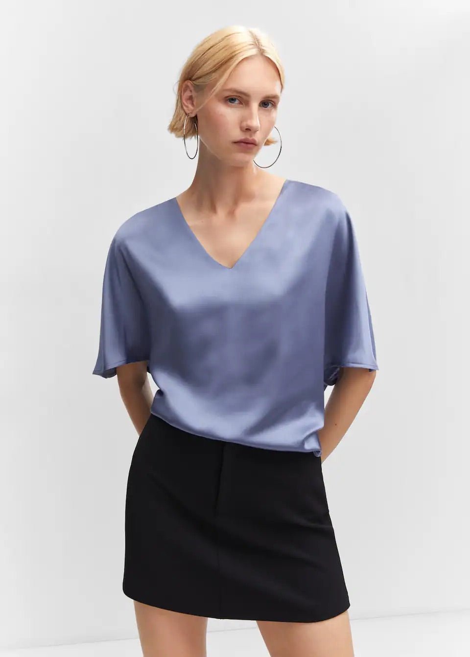 Short sleeve satin blouse - Laurel Morgan