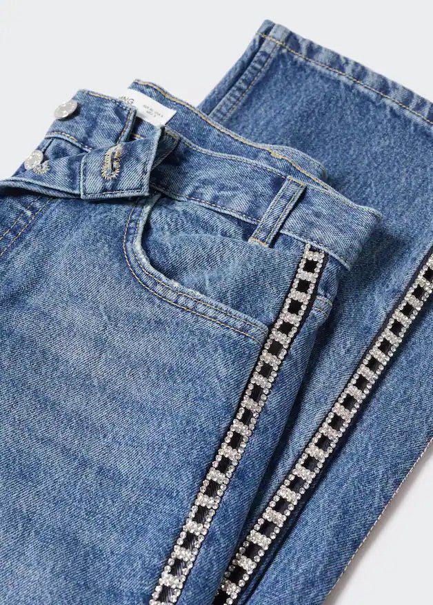 Straight jeans with crystal detail on the sides - Laurel Morgan