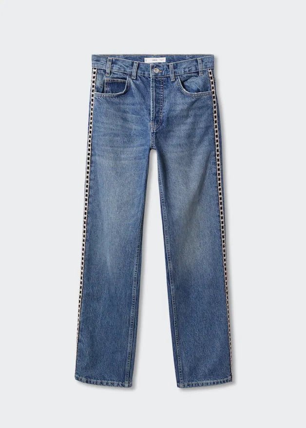 Straight jeans with crystal detail on the sides - Laurel Morgan