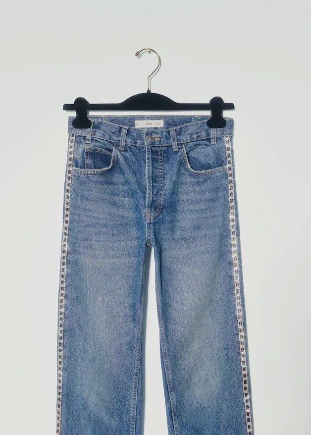 Straight jeans with crystal detail on the sides - Laurel Morgan