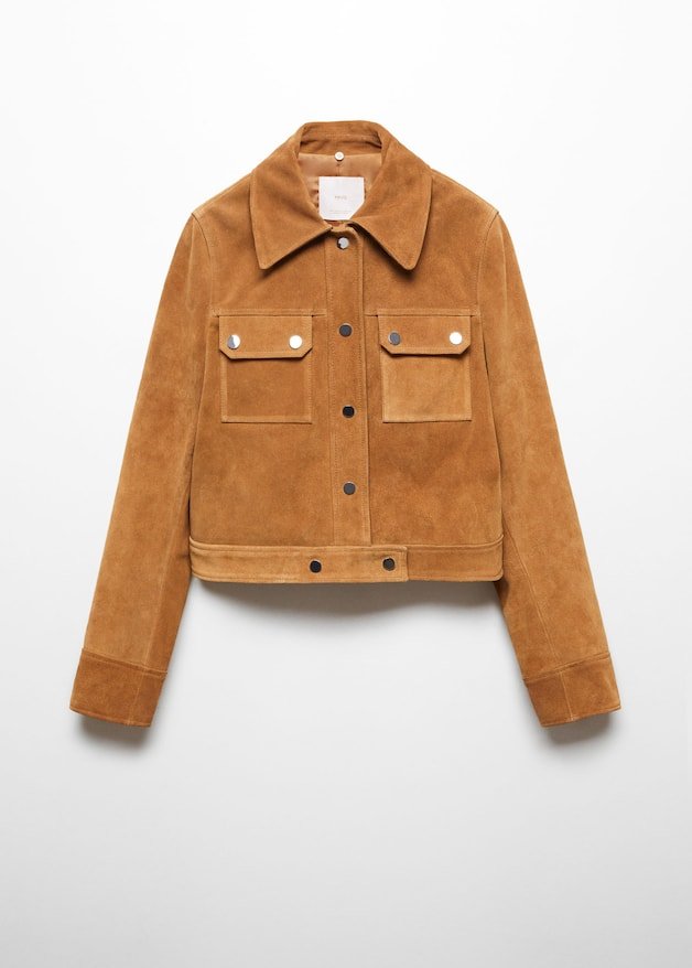 Suede jacket with fur-effect collar - Laurel Morgan