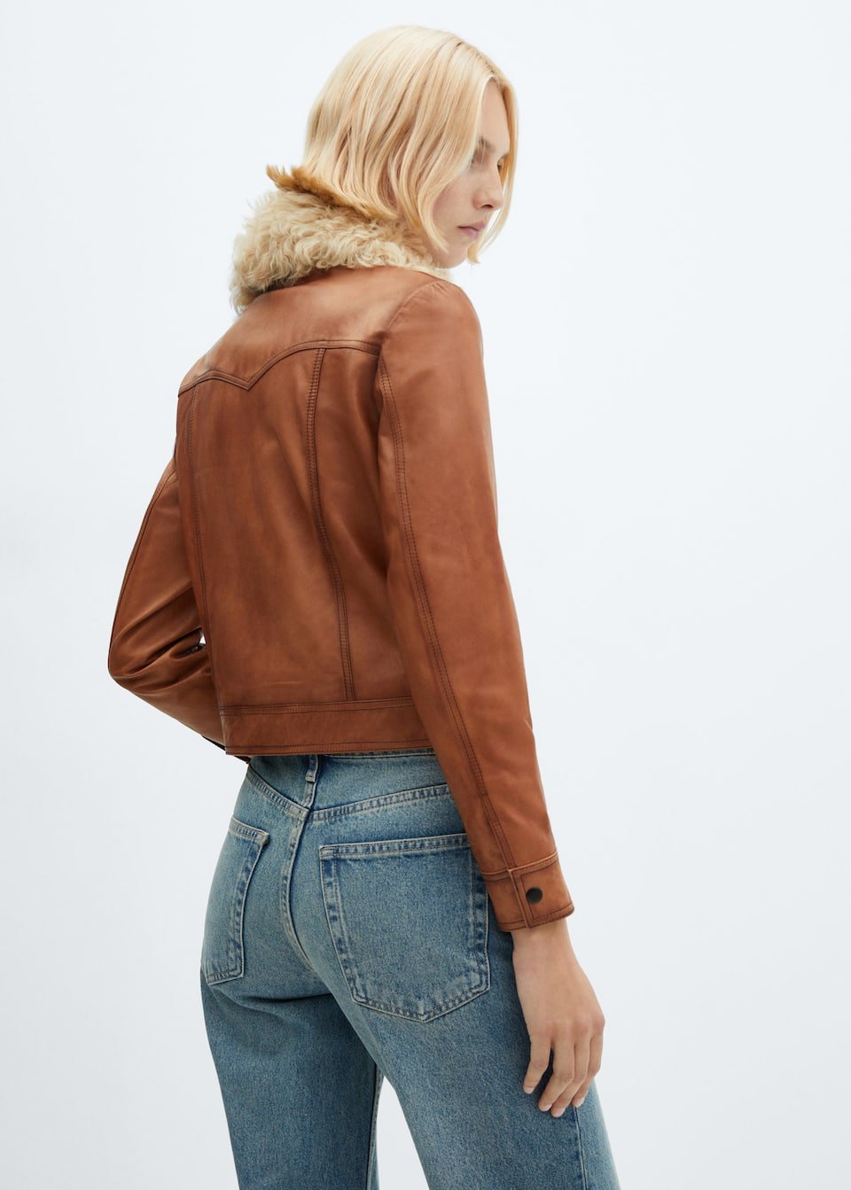 Suede jacket with fur-effect collar - Laurel Morgan