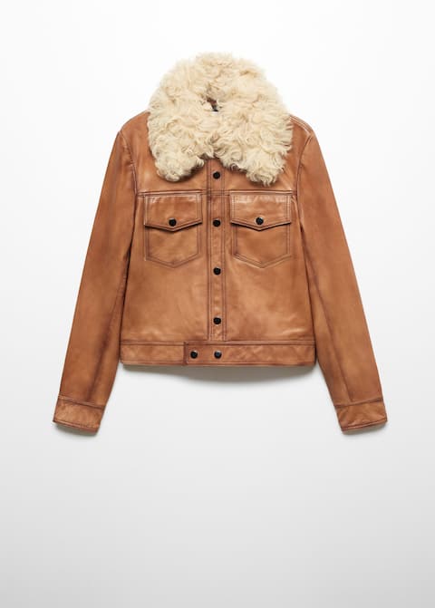 Suede jacket with fur-effect collar - Laurel Morgan