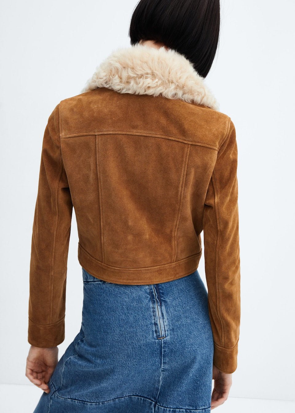 Suede jacket with fur-effect collar - Laurel Morgan