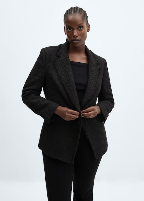 Tweed jacket with jewel button - Laurel Morgan