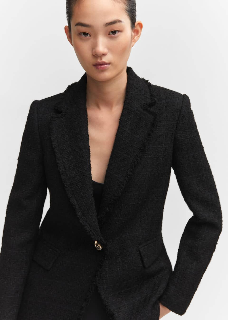 Tweed jacket with jewel button - Laurel Morgan