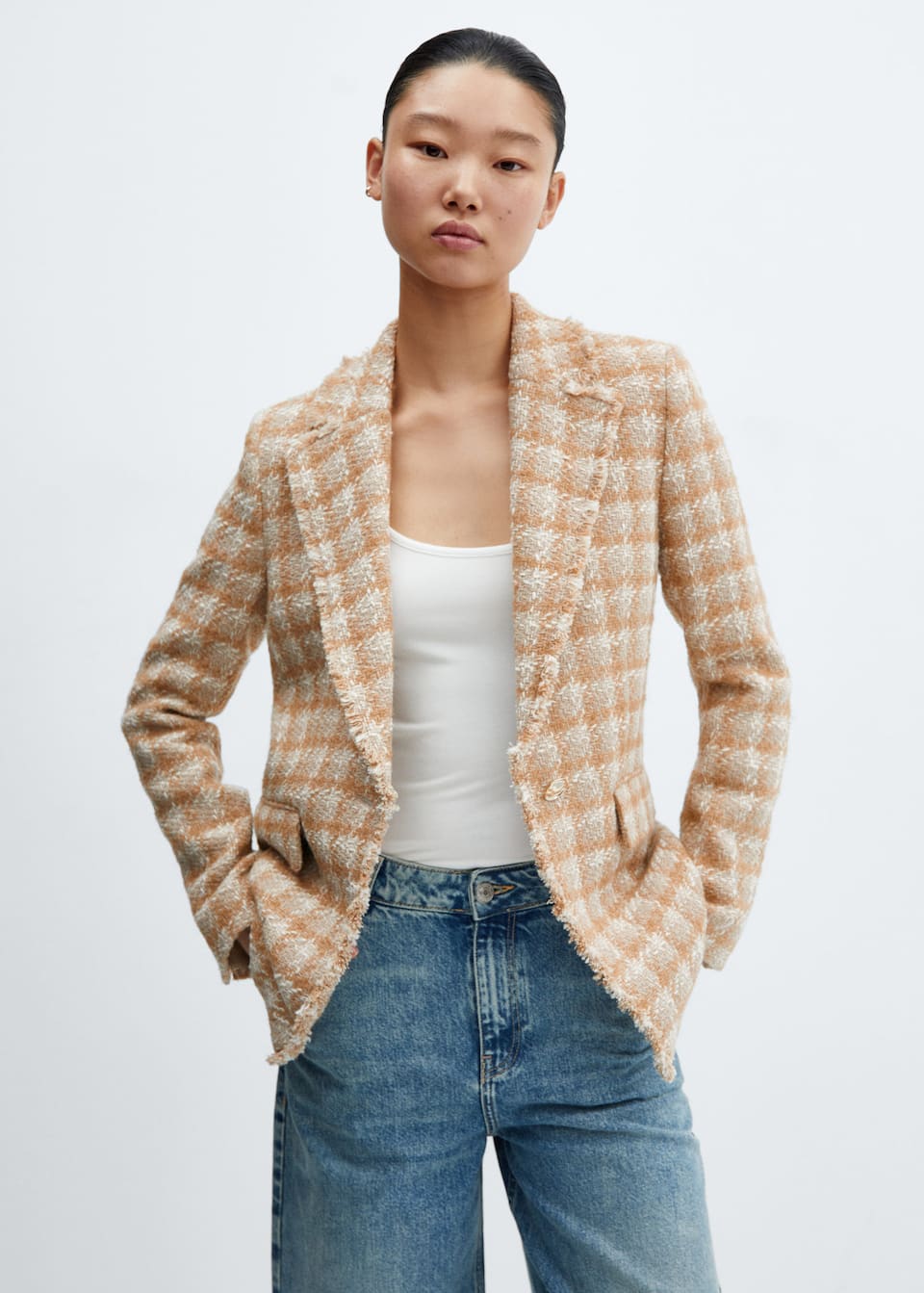 Tweed jacket with jewel button - Laurel Morgan